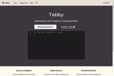 Tabby - Open-source, self-hosted AI coding assistant preview